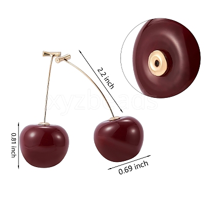 4Pair 4 Colors Lifelike Cherry Dangle Stud Earrings EJEW-SZ0001-54-1