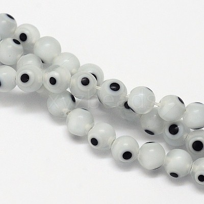 Handmade Evil Eye Lampwork Round Bead Strands LAMP-L055-4mm-13-1