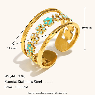 304 Stainless Steel and Enamel Cuff Rings FS-WGFF68F-09-1