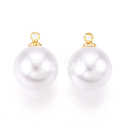Brass & ABS Plastic Imitation Pearl Pendants KK-N261-12mm-121G-1