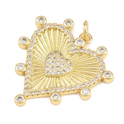 Brass Micro Pave Clear Cubic Zirconia Pendants KK-L275-71L-G-1