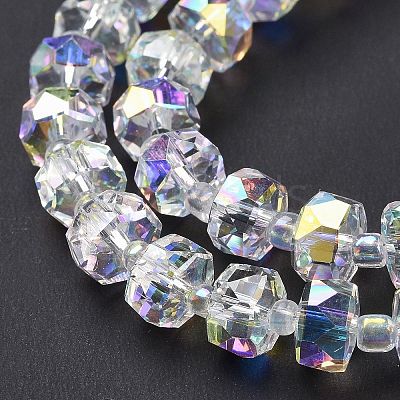 Electroplate Transparent Glass Beads Strands X-EGLA-H101-03A-1