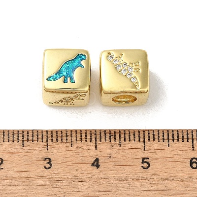 Rack Plating Brass Micro Pave Cubic Zirconia Beads KK-P268-01G-10-1