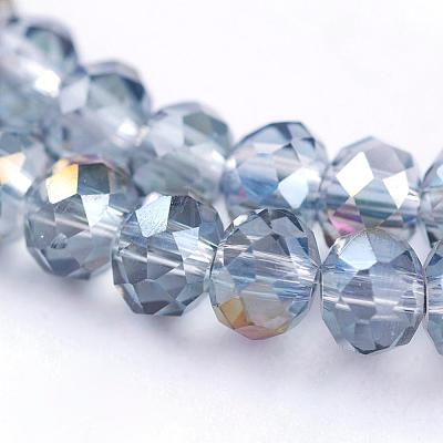 Half Plated Faceted Rondelle Electroplate Glass Beads Strands X-EGLA-D020-3x2mm-18-1