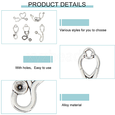 100Pcs 5 Style Tibetan Style Alloy Pendants & Pendant Rhinestone Settings TIBEP-GO0001-04-1