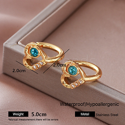 304 Stainless Steel Rhinestone Hoop Earrings for Women KH4016-1-1