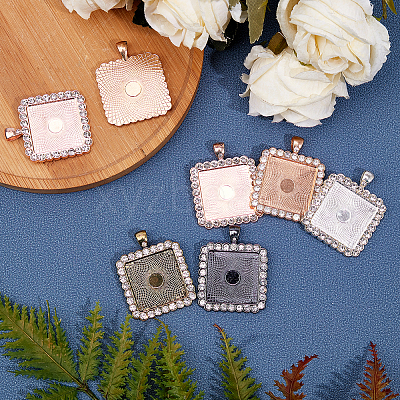 Alloy Rhinestone Pendant Cabochon Settings ALRI-SC0001-002-1