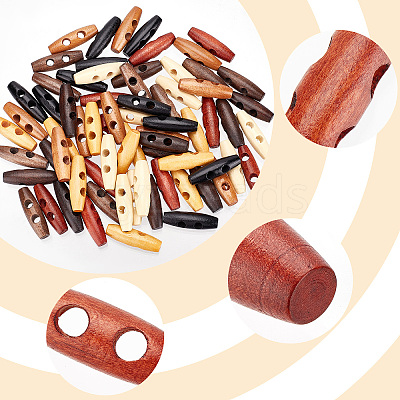 70pcs 7 style Natural Wood Buttons DIY-GF0006-67-1