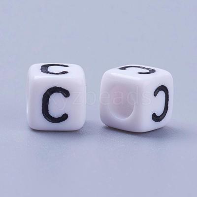 Acrylic Horizontal Hole Letter Beads PL37C9308-C-1