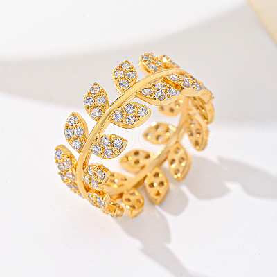 Brass Micro Pave Cubic Zirconia Finger Rings for Women UM5323-2-1