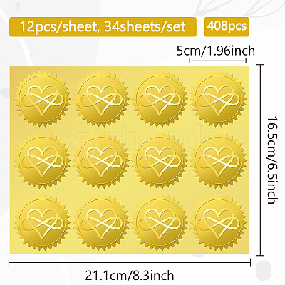 34 Sheets Self Adhesive Gold Foil Embossed Stickers DIY-WH0509-056-1