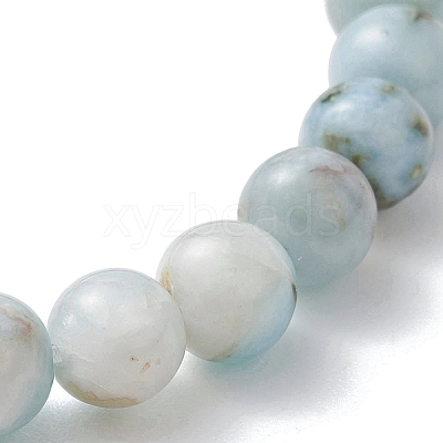 Natural Larimar Round Beads Stretch Bracelets for Women Men BJEW-JB13382-02-1