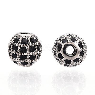 Rack Plating Brass Cubic Zirconia Beads ZIRC-S001-6mm-B03-1