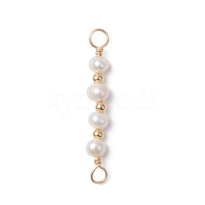 Natural Cultured Freshwater Pearl Potato Beaded Connector Charms PALLOY-JF03702-1