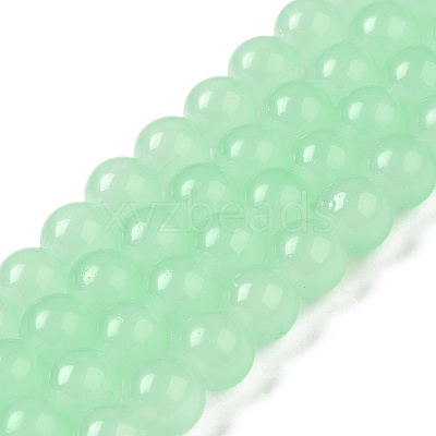 Baking Paint Imitation Jade Glass Round Bead Strands X-DGLA-Q021-8mm-22-1