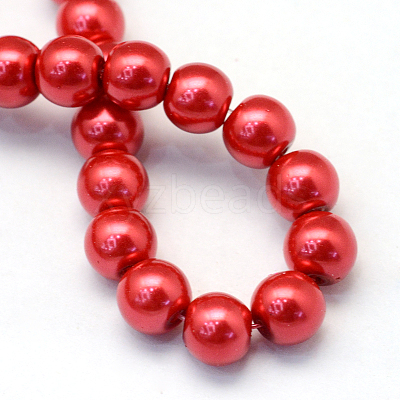Baking Paint Pearlized Glass Pearl Round Bead Strands X-HY-Q003-12mm-74-1