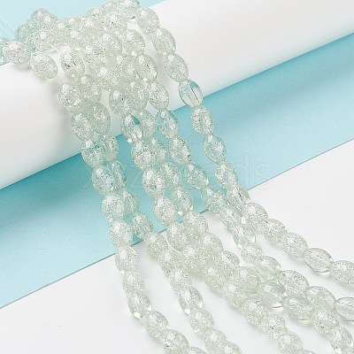 Transparent Crackle Glass Beads Strands DGLA-S085-6x8-01-1