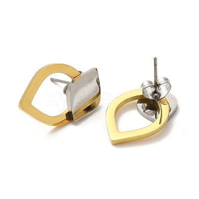 Ion Plating(IP) 304 Stainless Steel Teardrop Stud Earrings EJEW-C118-01B-1