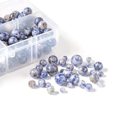 340Pcs 4 Sizes Natural Blue Spot Jasper Beads G-LS0001-17-1