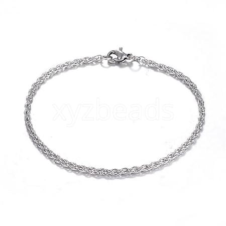 Tarnish Resistant 304 Stainless Steel Rope Chain Bracelets BJEW-K002-08-1