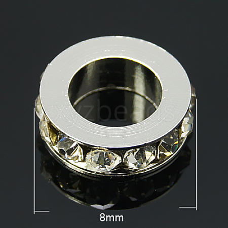 Brass Rhinestone Spacer Beads RB-H253-8x2.5mm-12-1