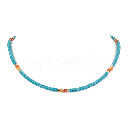 Synthetic Turquoise & Natural Carnelian Beaded Necklaces X1-NJEW-TA00161-1