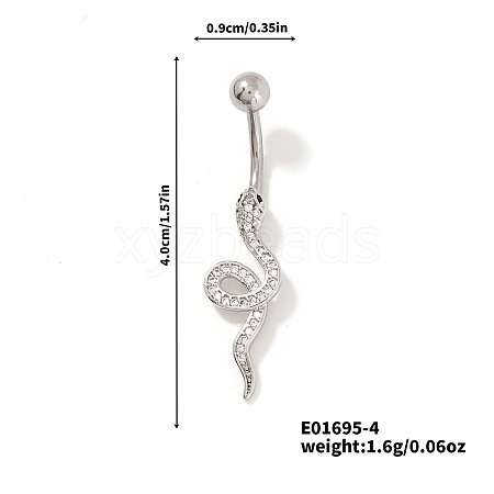 Shiny Brass Crystal Rhinestone Belly Button Rings CZ7821-4-1