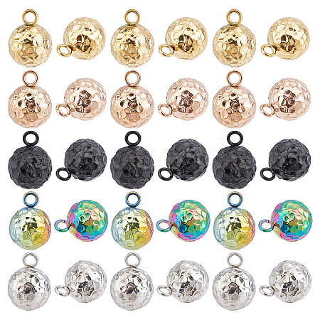 DICOSMETIC 30Pcs 5 Colors Ion Plating(IP) 304 Stainless Steel Charms STAS-DC0001-09-1