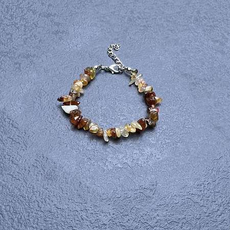 Natural Red Agate Chip Beaded Bracelets for Women IW6789-52-1