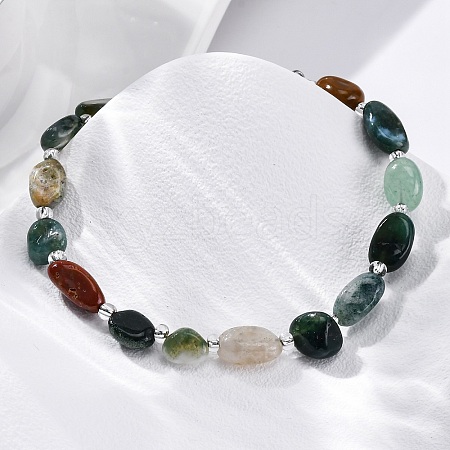 Natural Indian Agate Beaded Bracelets for Women G-P563-07P-20-1