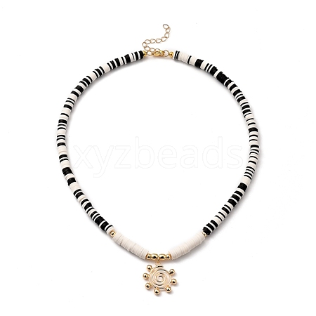 Polymer Clay Heishi Beads Pendant Necklaces NJEW-JN02967-01-1