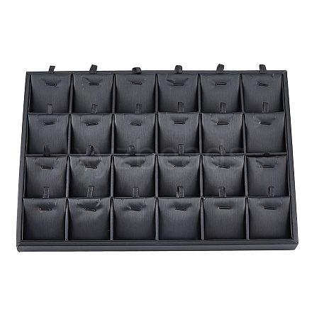 24-Slot Rectangle PU Leather Pendant Display Holder ODIS-WH0043-66-1