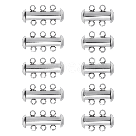10 Sets 2 Styles 304 Stainless Steel Slide Lock Clasps STAS-ME0003-55-1
