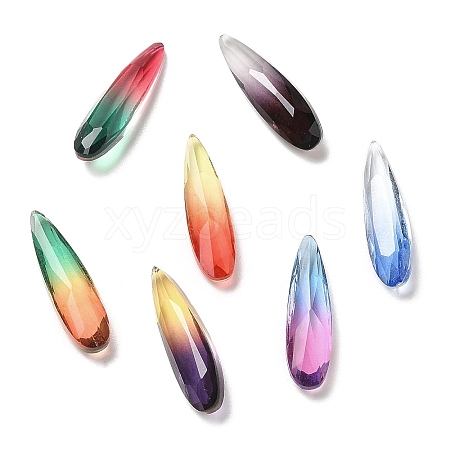 Pointed Back Gradient Glass Rhinestone Cabochons GLAA-B012-46-1