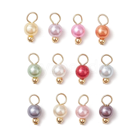 Acrylic Imitation Pearl Round Charms PALLOY-JF03344-1