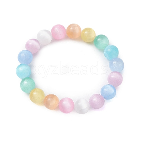 Macaron Color 10mm Round Dyed Natural Selenite Beaded Bracelets BJEW-JB10781-1