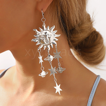 Alloy Sun Chandelier Earrings for Women EJEW-U028-01P-1