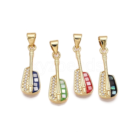 Brass Micro Pave Clear Cubic Zirconia Pendants KK-N254-214G-1