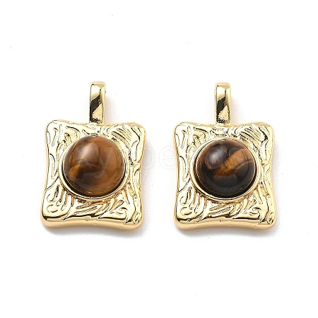 Brass Tiger Eye Pendants KK-B129-11G-1