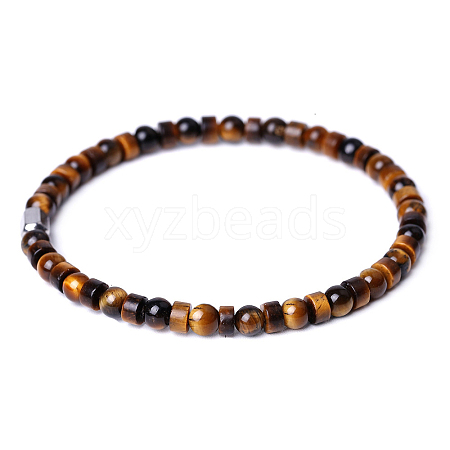 Natural Tiger Eye Beads Stretch Bracelets for Women Men PW-WG6A9BA-06-1