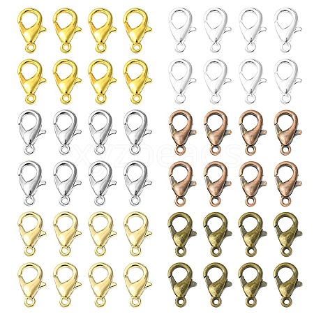 60Pcs 6 Colors Zinc Alloy Lobster Claw Clasps PALLOY-YW0001-81-1