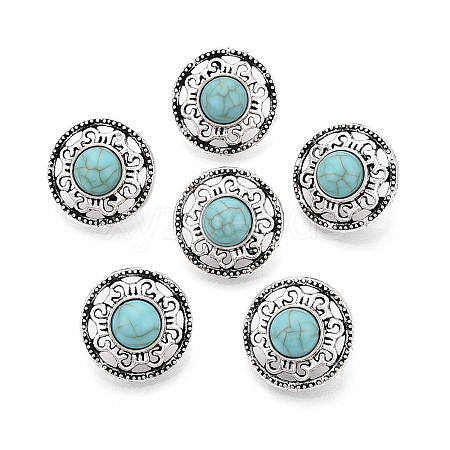 Zinc Metal Alloy & Natural Turquoise Buttons BUTT-WH0057-001C-AS-1