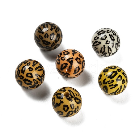 Printed Opaque Acrylic Beads SACR-F015-01B-1