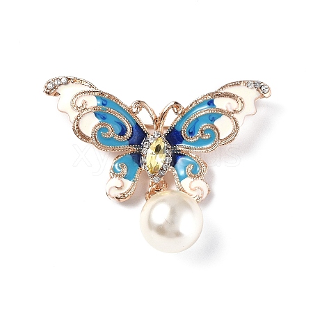 Butterfly with Plastic Imitation Pearl Enamel Pin JEWB-I020-01KCG-1