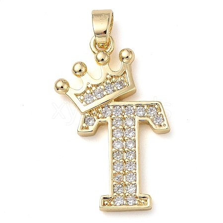 Rack Plating Brass Micro Pave Cubic Zirconia Pendants KK-D535-01T-RS-1