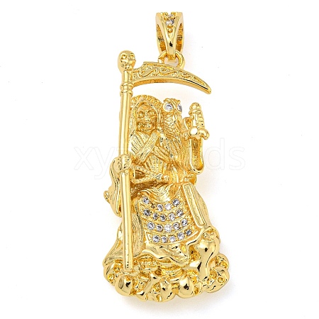 Rack Plating Brass Micro Pave Cubic Zirconia Pendants KK-Z063-09G-03-1