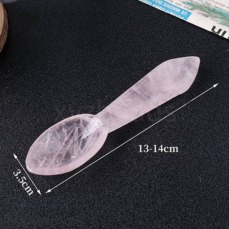 Natural Rose Quartz Carved Healing Spoon Figurines PW-WG90098-01-1