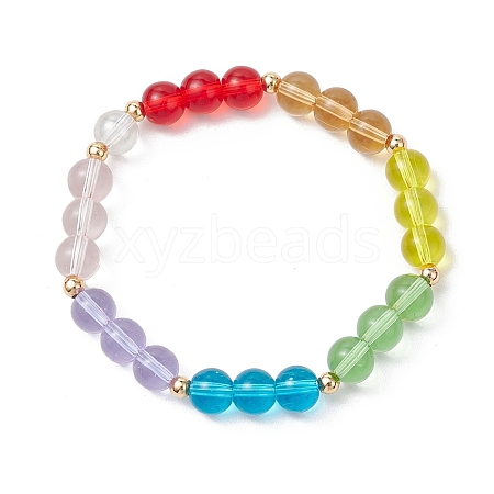 Glass Round Beaded Stretch Bracelets for Women Men BJEW-JB11487-1