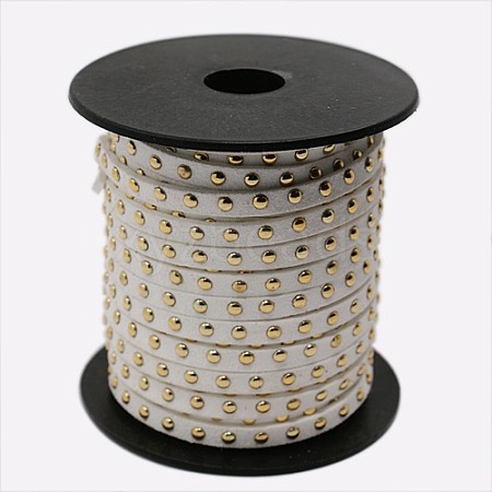 Golden Aluminum Studded Faux Suede Cord LW-D004-03-1