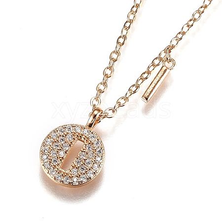 Brass Micro Pave Clear Cubic Zirconia Double Letter Pendant Necklaces NJEW-Z010-09-1